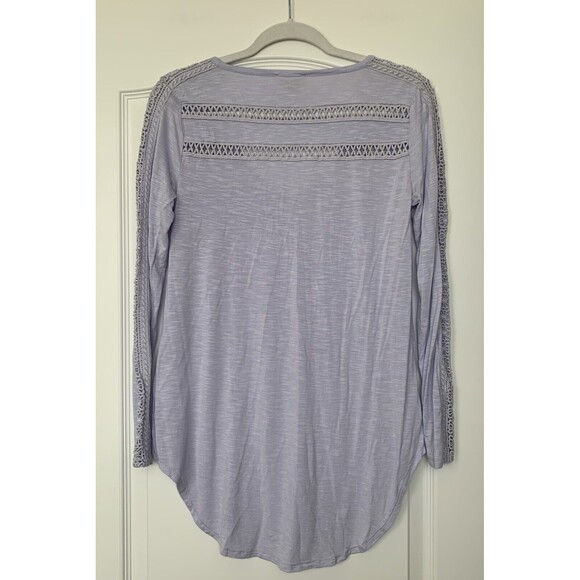 Anthropologie Deletta Womens Top Size XS Lavender Long Sleeve Lace-Line Tee - Picture 3 of 9